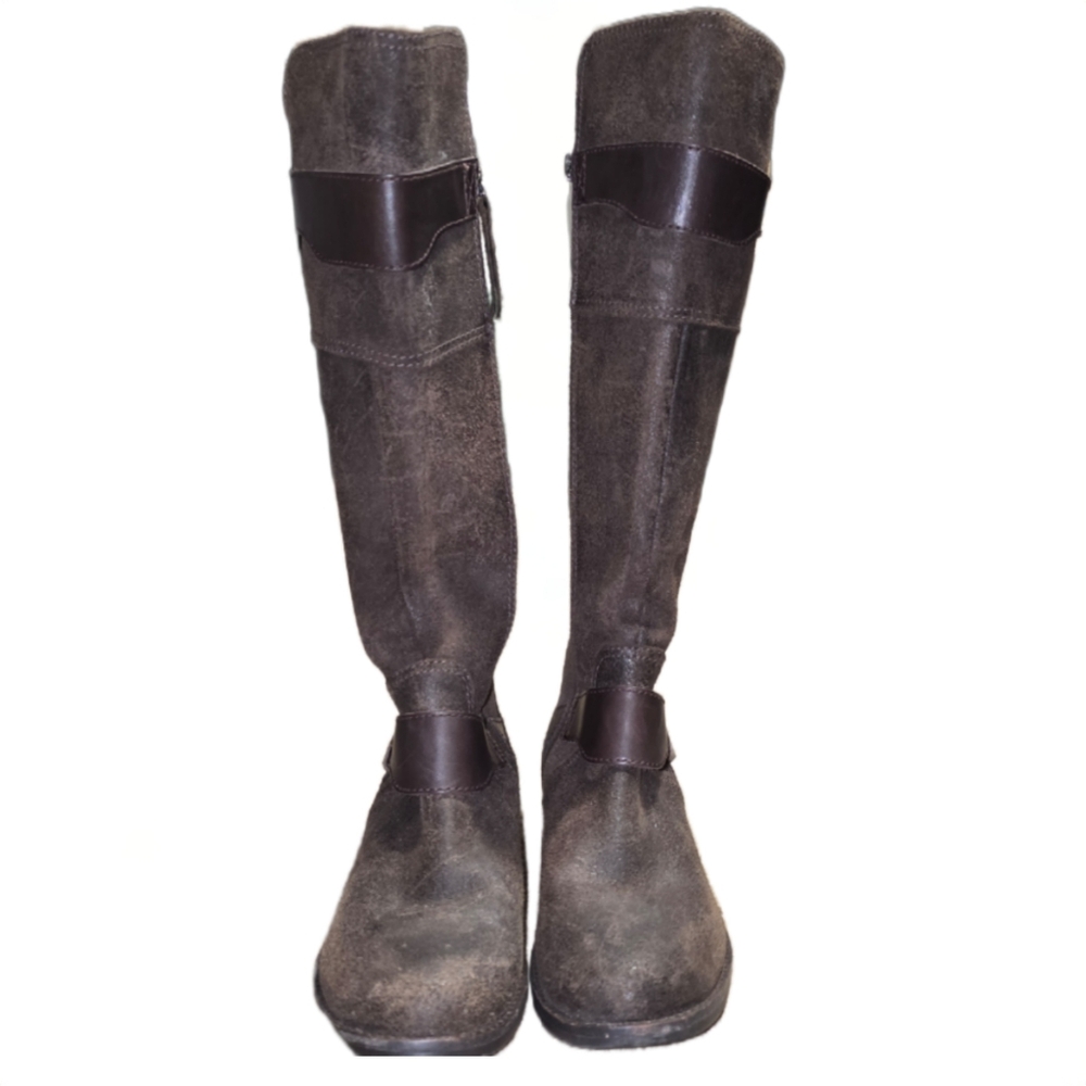 UGG Australia Dayle Lodge Brown, Tall Leather Riding Boots - Ladies Size 8 - Picture 3 of 10